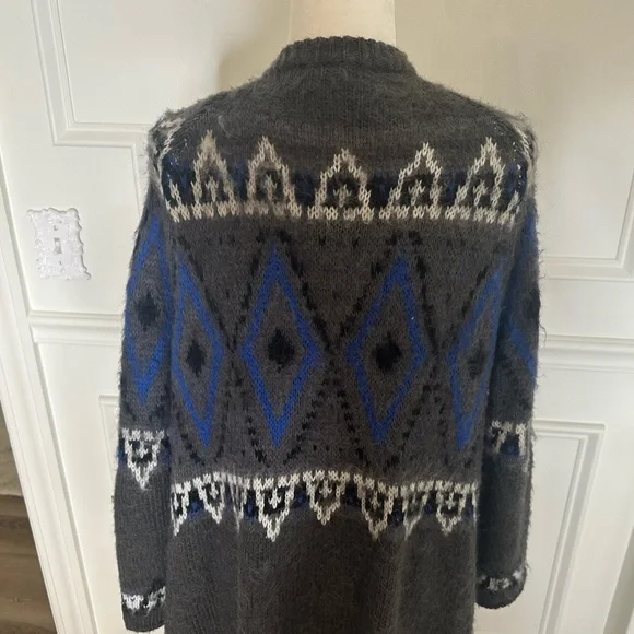 Free People Oversized Frosted Fair Isle Cardigan Jacket - Picture 5 of 10